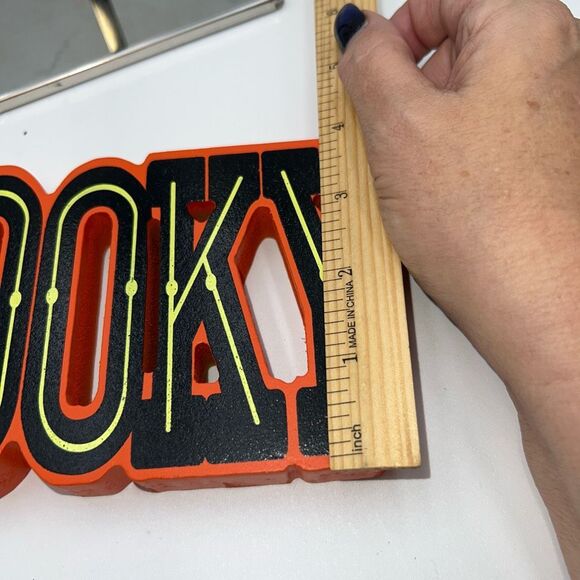 Wooden “Spooky” Block Design Neon Shelf Sign - Picture 4 of 5